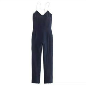 J. Crew Silk Navy Blue Strappy Jumpsuit